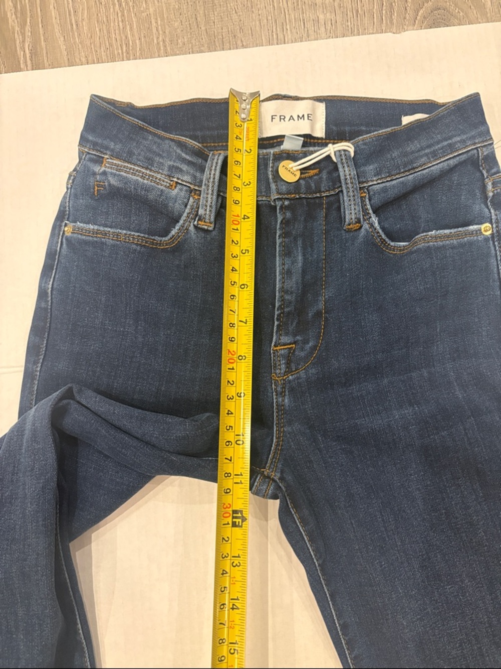 NWT Frame Denim Dark Indigo High-Rise Flare Jeans Size 24 - Picture 11 of 16